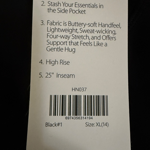HeyNuts Essential 7/8 Yoga pant 25” with Pocket XL Black— NWT - Picture 5 of 6